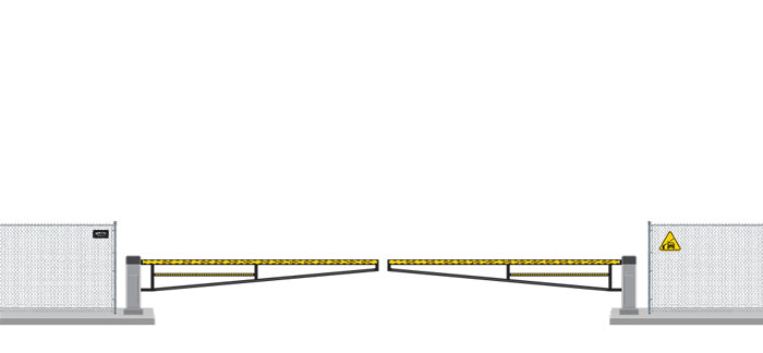 Automated Barrier swing gate  in closed position