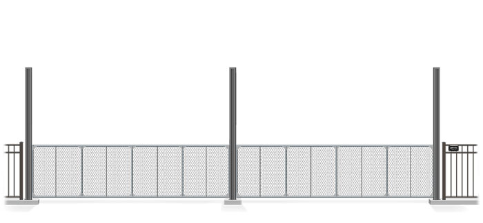 Automated chain link Vertical Lift gate in closed position