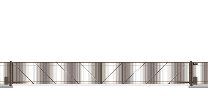 Automated Metal swing gate in closed position