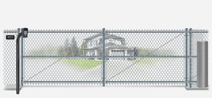 Chain Link sliding estate gate in closed position