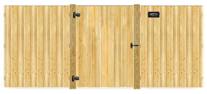 Wood gate in closed position