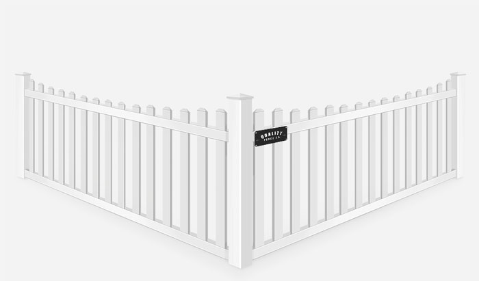 Vinyl white picket scalloped fence installation in Dallas-Fort Worth Metroplex